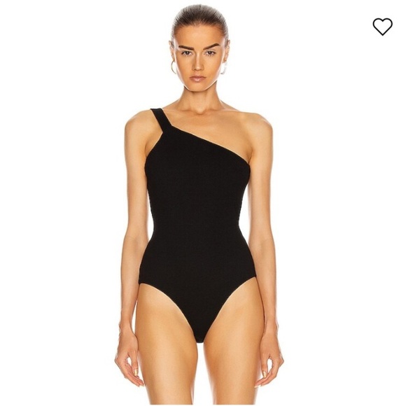 Gauge 81 Rochelle black micro rib asymmetric strap bodysuit. Sold@Revolve. XS - Picture 3 of 8